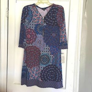 Midi Dress color Denim/Coral